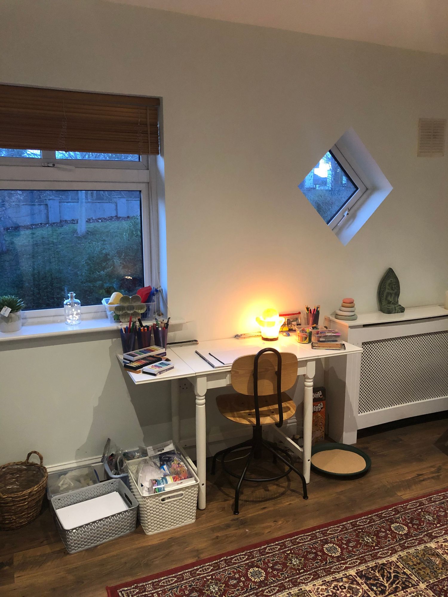 Creative therapy workspace with art supplies for adolescent and teen counselling sessions